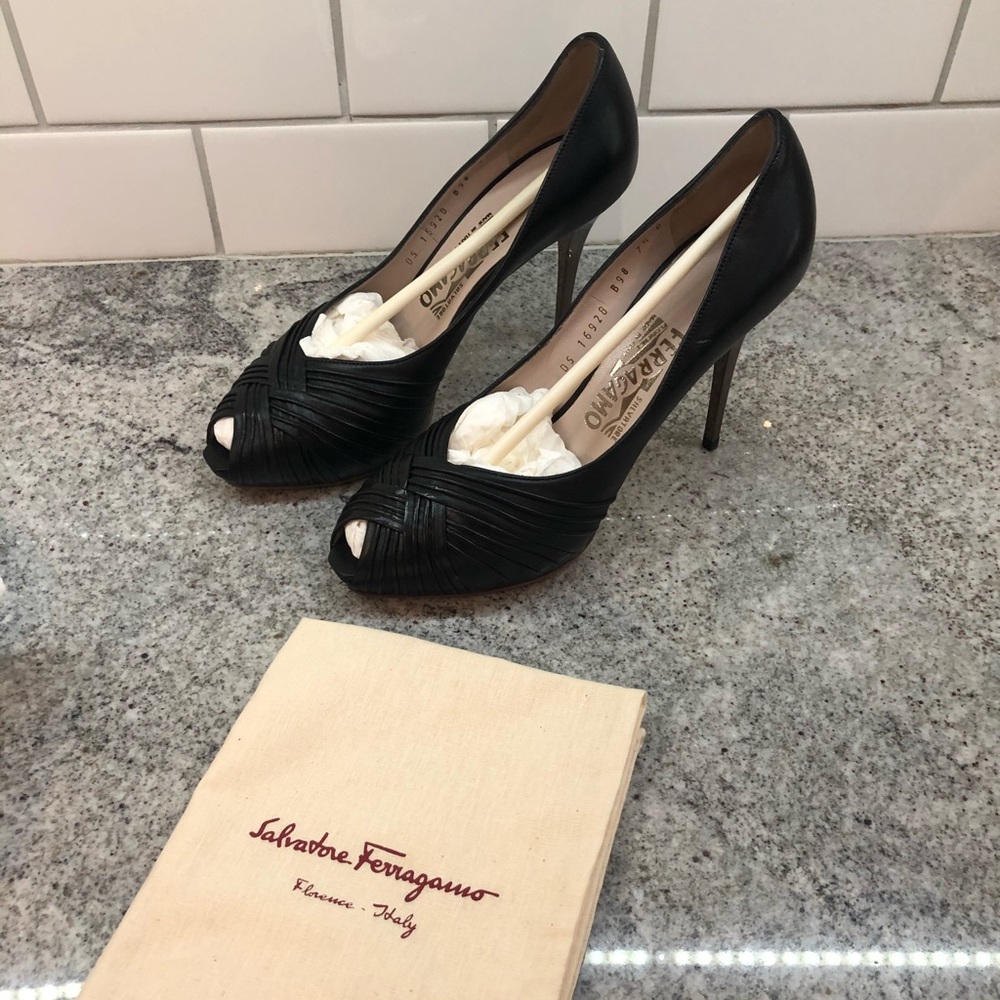 Brand New Peep Toe Salvatore Ferragamo Pumps